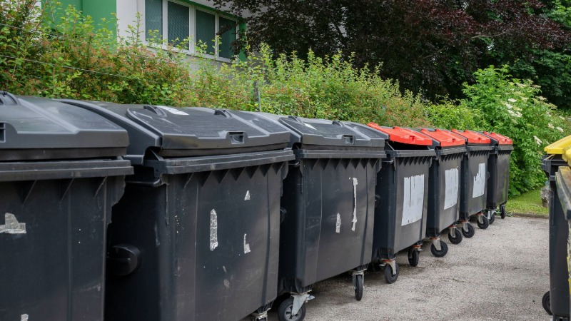 large 1100l bins in a row