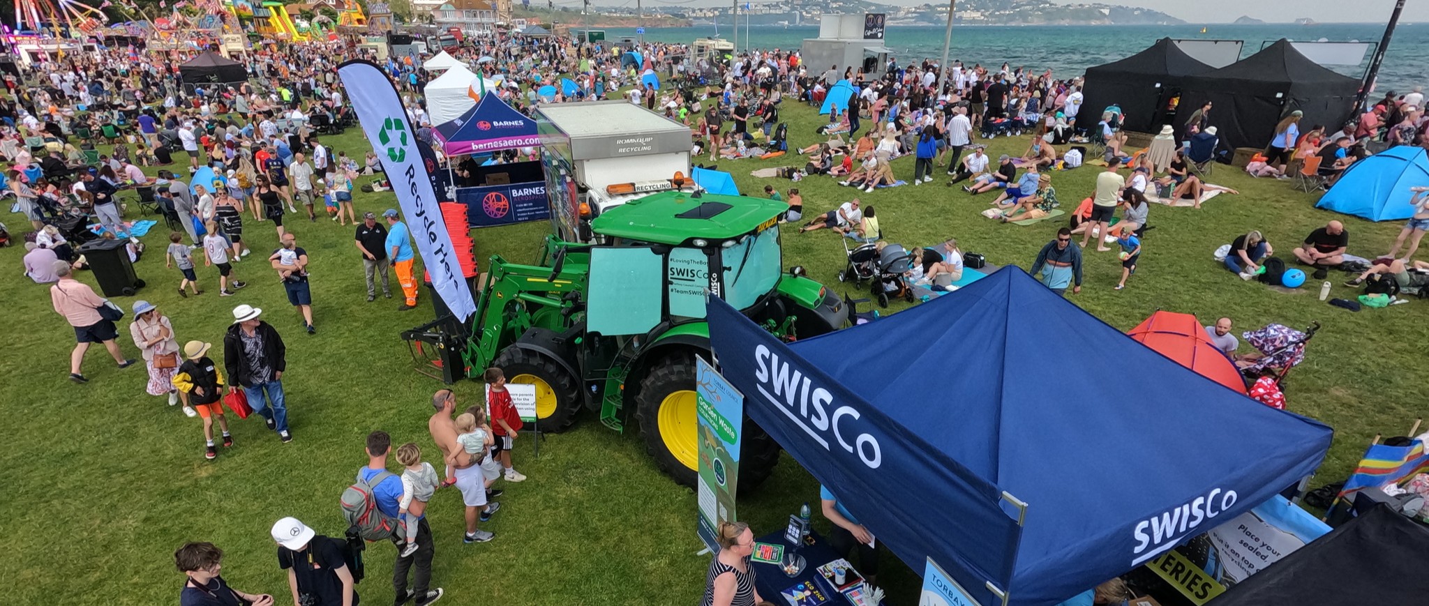Aerial shot of SWISCo gazebo at the english riviera airshow
